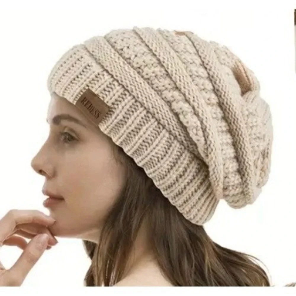Unisex Slouchy Chunky Soft Warm Fleece Lined Beanie Hat‎ Cap Gray OS Outdoor